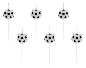 Bougies d'anniversaire football 2,5 cm demi-boules lot de 6