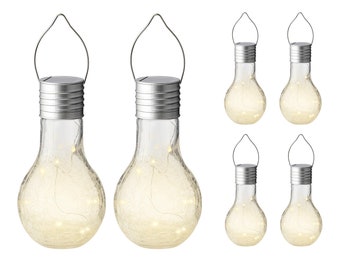 Solar garden light LED bulb glass 9 x 17 cm warm white set of 6