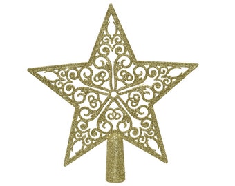 Christmas tree topper star 21 cm plastic gold