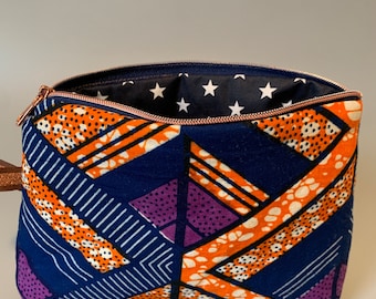 Cosmetic bag toiletry bag bag with zipper, African Wax