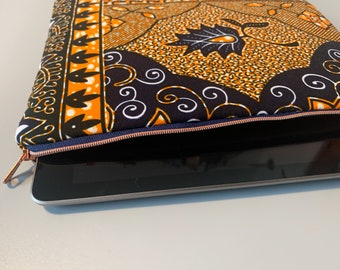 iPad Case \ Tablet Case Cotton African Wax Cotton Blue Orange