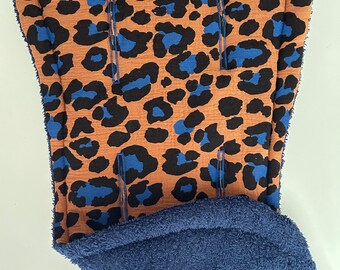 Seat cover stroller insert suitable for Bugaboo Muslin Leo Print terry cloth blue