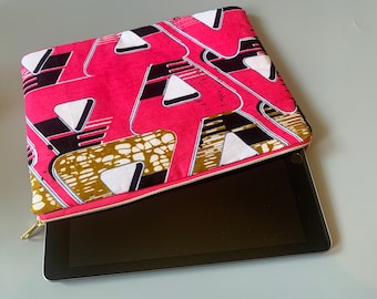 iPad Tasche \ Tablet Hülle Baumwolle African Wax Baumwolle pink