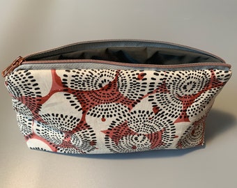 Cosmetic bag toiletry bag bag with zipper, coated cotton