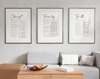 LDS Proclamation Signs, Watermark Silhouette, Digital Printable, The Living Christ | The Family Proclamation | The Articles Of Faith