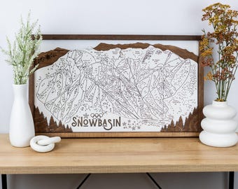 Snowbasin Ski Resort Laser Engraved Map