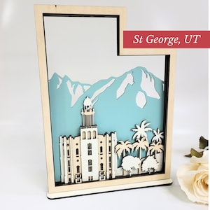 St. George Utah Temple, LDS Customized Temple State Sign, Laser cut and fully assembled