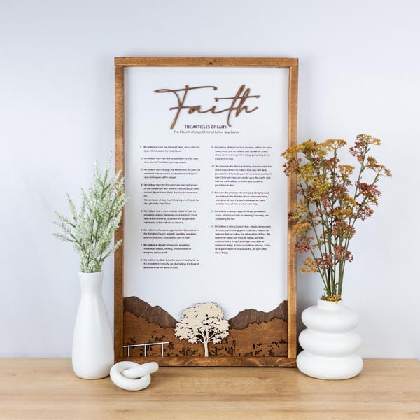The Articles of Faith | Framed Proclamation Sign with Multi-layered Scenes