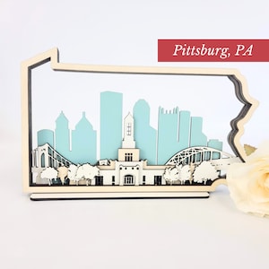 Pittsburgh Pennsylvania Temple, LDS Customized Temple State Sign, Laser cut and fully assembled