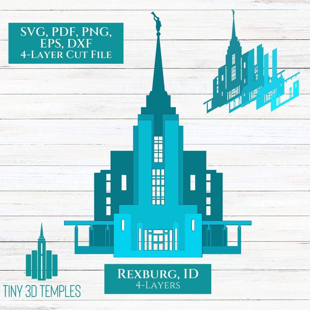 Rexburg Idaho Temple 4-layered Silhouette, LDS, Church of Jesus ...