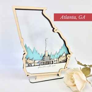 Atlanta Georgia Temple, LDS Customized Temple State Sign, Laser cut and fully assembled