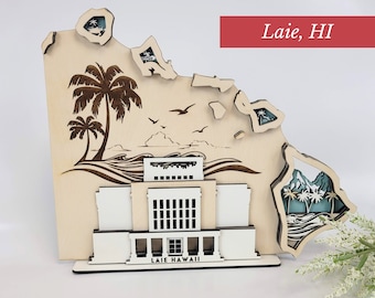 Laie Hawaii Temple, LDS Customized Temple State Sign, Laser cut and fully assembled