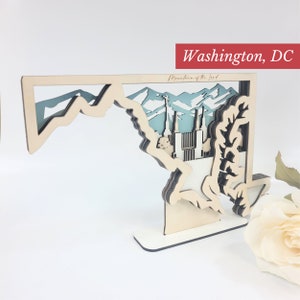 Washington D.C. Maryland/ Virginia Temple, LDS Customized Temple State Sign, Laser cut and fully assembled