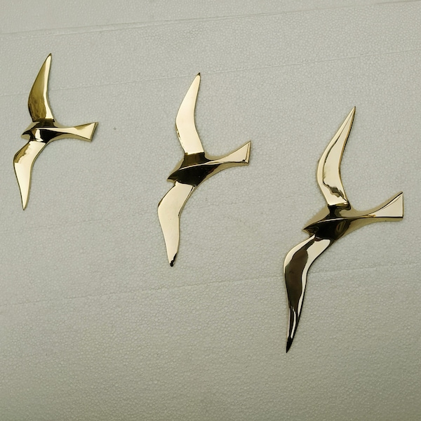 Brass Wall Mount Flying Seagull Birds Set Flying Birds Figurine