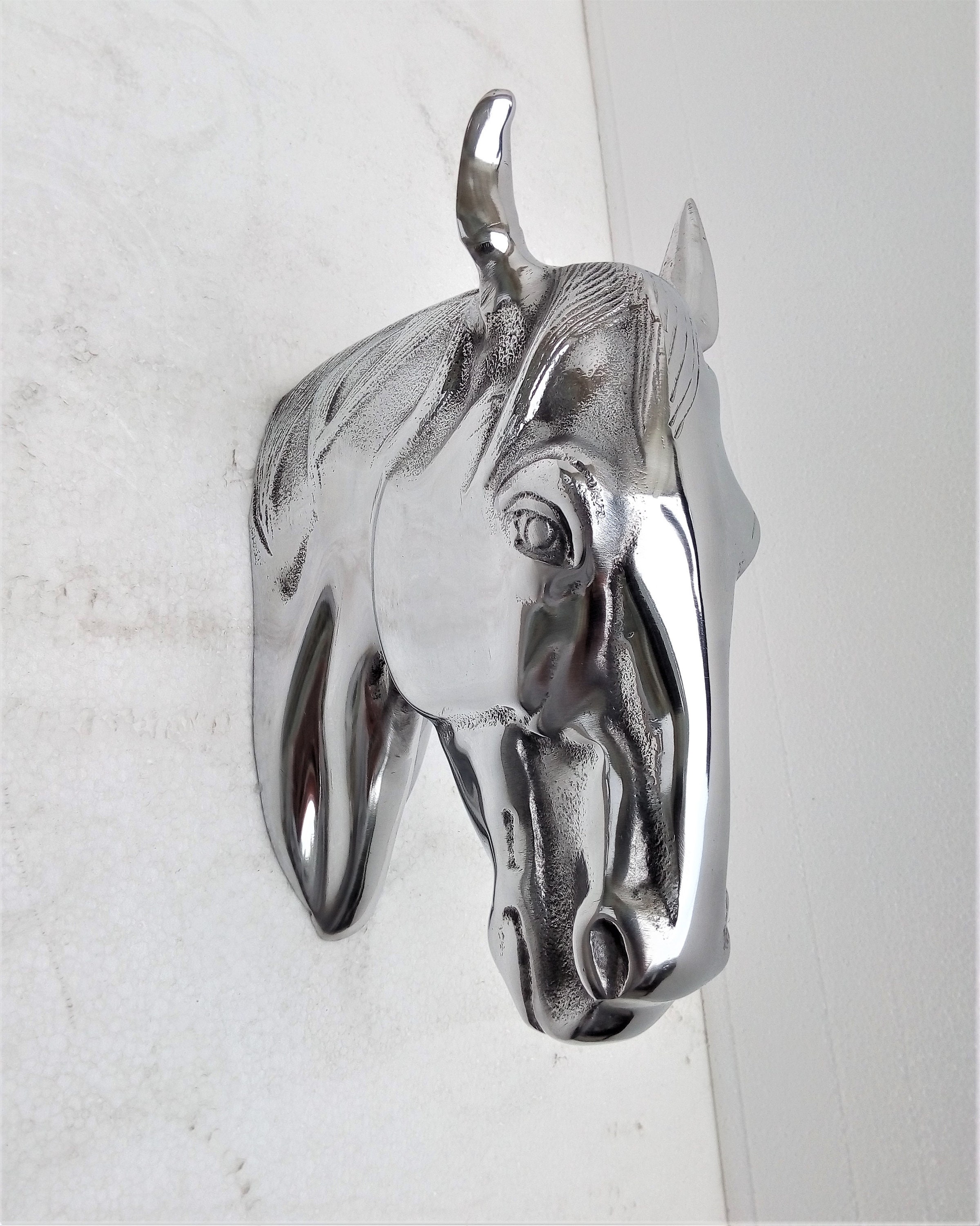 Metal Wall Mount Horse Head Wall Hanging Sculpture Statue Figurine Etsy