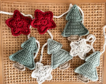 Guirnalda navideña de crochet hecha a mano: Halloween, San Valentín, Navidad
