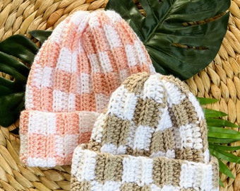 Bonnet à damier (bébé/enfant en bas âge/enfant/adulte)