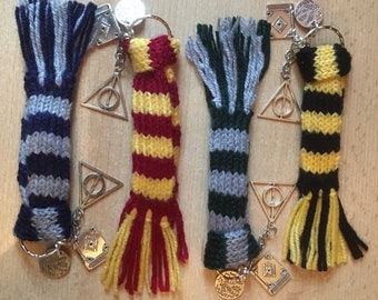 Wizard Houses Themed Scarf Keyring