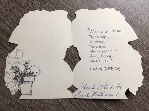 Vintage Hallmark Greeting Card Happy Birthday Niece Girl Pink Etsy