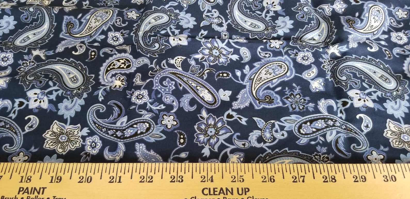 100% Cotton Fabric Blue Paisley | Etsy