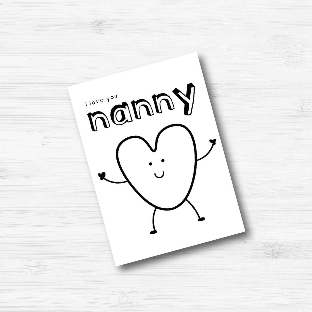 Nanny Birthday Card Nanny Colouring in Card Nanny Keepsake - Etsy