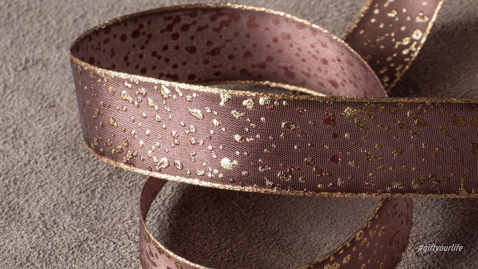 Brown and gold patterned ribbon 25mm Etsy