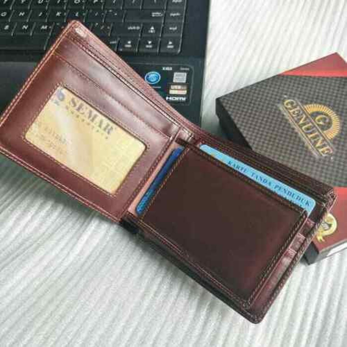 Brown Wallet Cow Leather Cowhide Genuine Original Handmade For Etsy