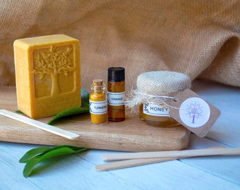 Stardust Kit- Eco Friendly Soap Making Kit Honey, Sweet Orange & Turmeric (White Base) - SLS/SLES Free. Cruelty Free Gift Ideas.