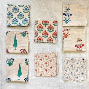 Set di tovaglioli assortiti stampati a mano, tovaglioli floreali con decorazioni boho, tovaglioli da cocktail per cena, decorazioni per le feste, decorazioni da tavola in cotone