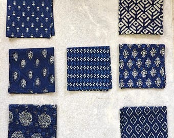 Assorted Napkins Indigo Blue Napkins, Cotton napkins, Dinner Kitchen napkins, Table Cloth Napkins For wedding