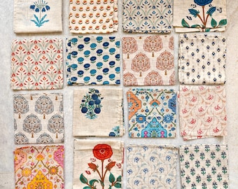 Assorted Napkins - Jaipur Hand Block Printed Napkins - 100% Cotton Cloth Napkins -  20" x 20" Reusable Cloth Napkins - Party Table Décor