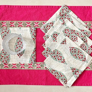 Jaipur Hand Block Printed Napkin - 100% Cotton Cloth Napkin - Eco Friendly Reusable Cloth Napkins - Set of 4/6/8/10 - Party Table Décor