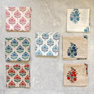 Assorted Bulk Napkin - Indian Hand Block Printed Table Linen - 100% Cotton Cloth Napkin -  Eco Friendly Reusable Napkins For Christmas Decor