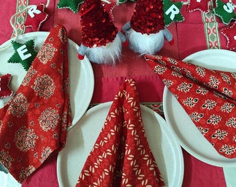 Christmas Napkins Block print Cotton Napkins Hand Block Wedding Napkin Eco/Earth Friendly Reusable Napkins Table Cloth Boho Napkins