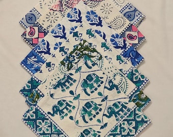 Assorted Cloth Napkins set pack of 10 Hand Block Printed Wedding Napkins, Bohemian Cotton Mix and Match Reusable Table Cloth Dinner Napkins