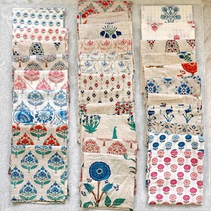 Assorted cotton cocktail napkins block print napkins for table linens , reusable table napkins, printed dinner napkins, bulk Indian napkins