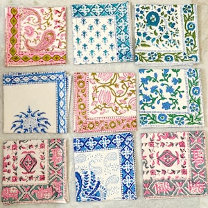 Indian Hand Block Printed Napkin 100% Cotton Cloth Bordered Napkins Eco Friendly Reusable Cotton Napkins Housewarming Gift , party decor