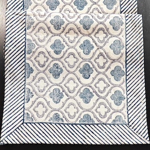 Table Runner, Indian Moroccan Hand-Block Printed Pure Cotton Cloth Vintage Runner for Home Decor, Room Decor, Dining Table Decor