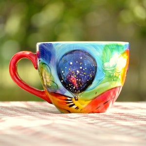 Unique hand-painted mug 0.5l &quot;Journey into the unknown&quot;