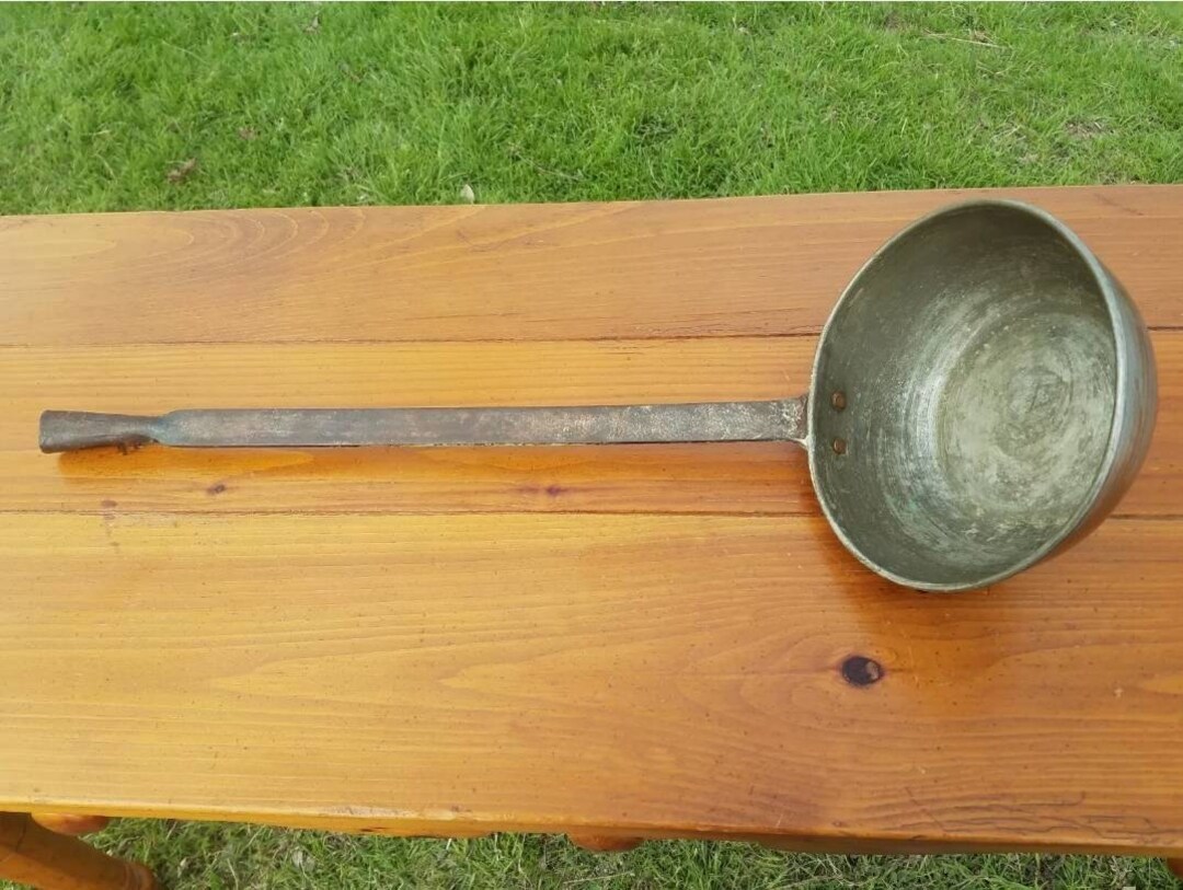 Antique Vintage Copper Ladle Soup Spoon Hand Hammered Crafted Strong