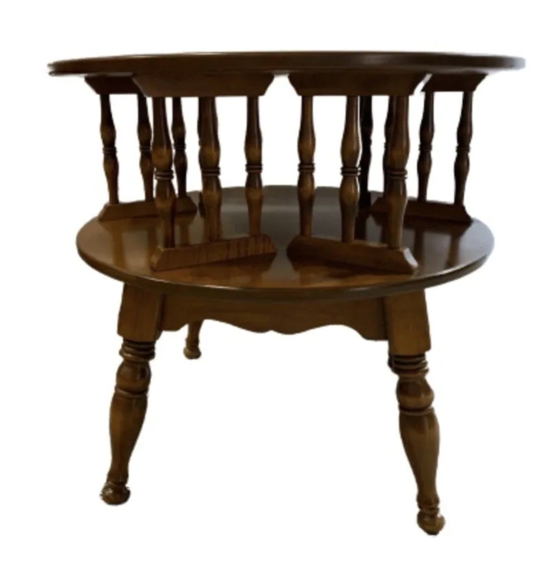 Ethan Allen Heirloom Nutmeg Maple 28 Revolving Drum Table for Etsy