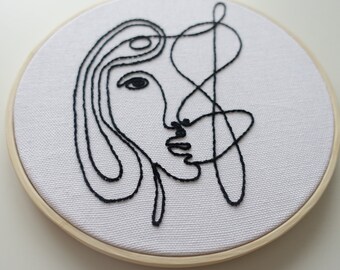 Handmade Wallhanger | Art Face | 19cm | Stickrahmen | Wandbild | Dekoration | Wallhanging