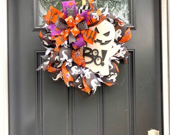 Ghost wreath, spooky wreath, Halloween swag