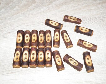 Large 19 Handmade wood Tree Branch Buttons , rustic accessories ( 1,38" diameter x 0,43" thick)