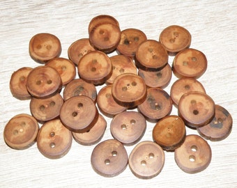 Small 31 Handmade apple wood Tree Branch Buttons , accessories ( 0,67" diameter x 0,20" thick)