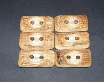 Large 6 Handmade  wood Tree Branch Buttons , accessories (1,77" x 0,98" diameter )