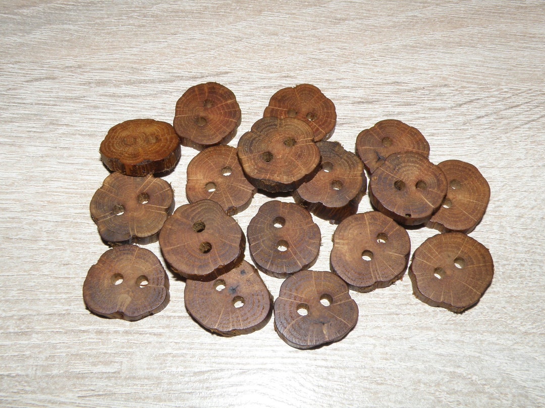 Small 17 Handmade Oak Wood Tree Branch Buttons , Accessories (0,79 ...