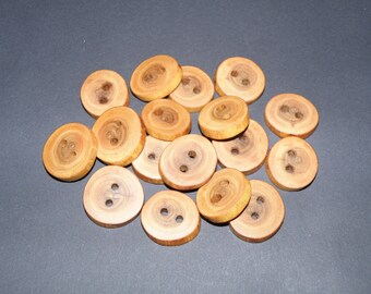 17 Handmade plum wood Tree Branch Buttons , accessories (0,98 - 1,06"" diameter x 0,20" thick)