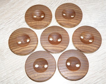 Large 7 Handmade ash wood Tree Branch Buttons , accessories (1,57" diameter x 0,24" thick)