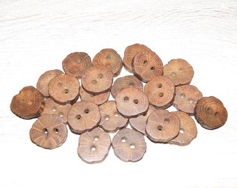 Kleine 24 handgefertigte Astknöpfe aus Eichenholz, Zubehör ( 0,79" Durchmesser x 0,16" dick)